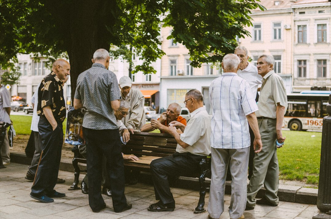 group of older adults networking